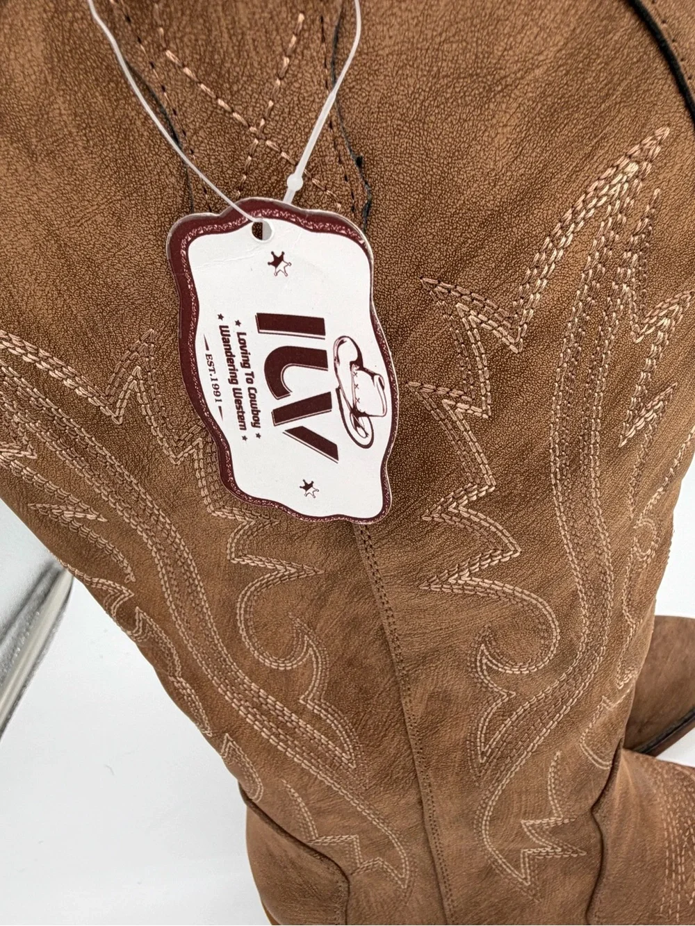Brown Suede Over-the-Knee Western Boots